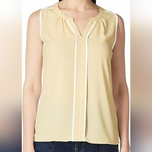 Calvin Klein Women's Sleeveless V-Neck Suiting Blouse, ,L